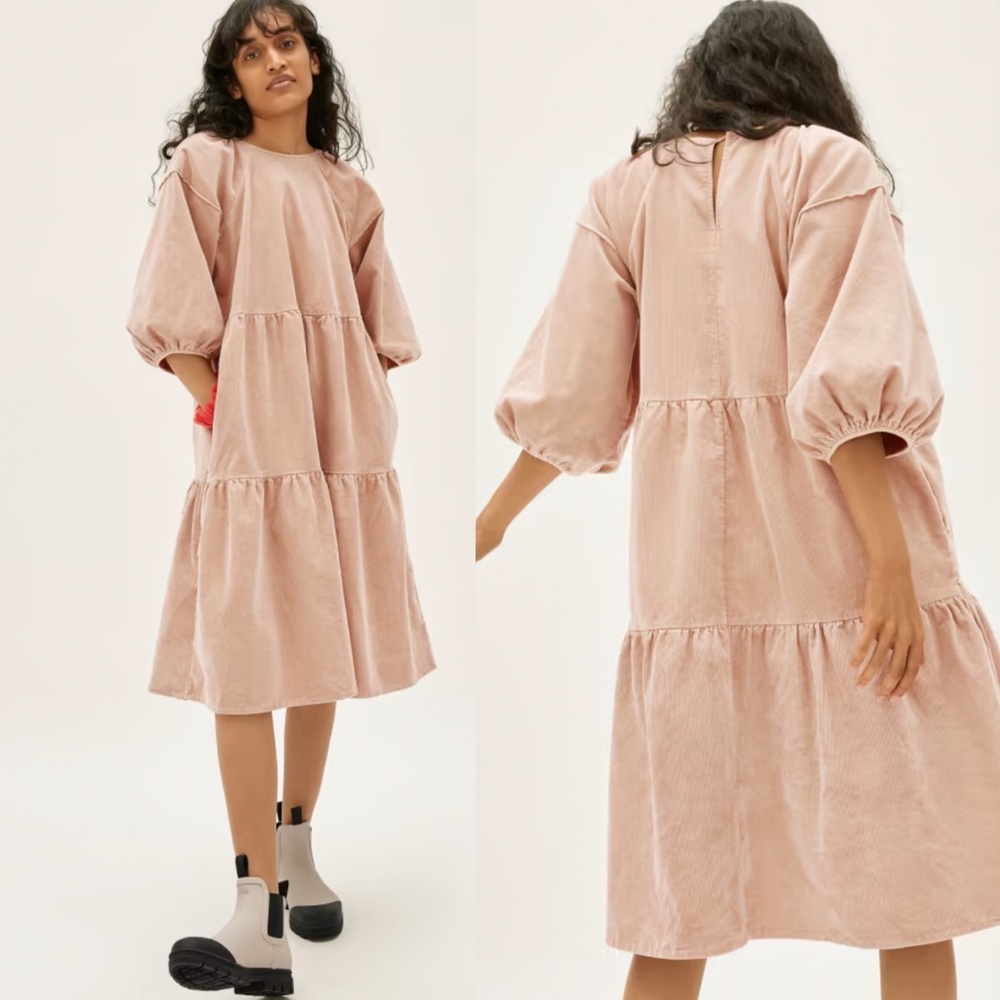 Everlane The Tiered Corduroy Midi Dress